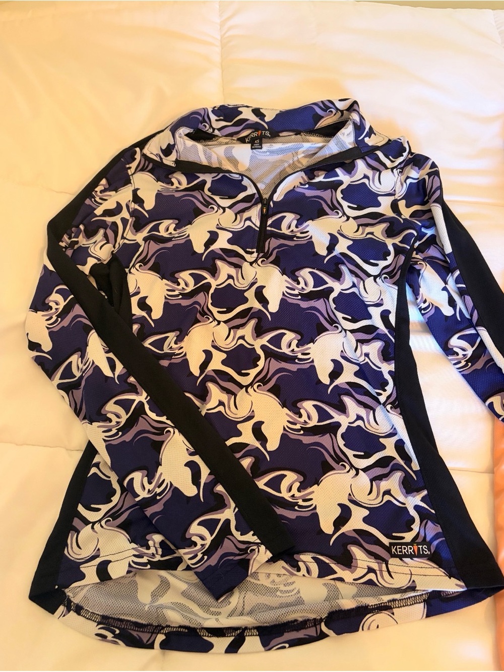 Kerrits Purple & White Patterned Girls' Quarter-Zip Riding Top